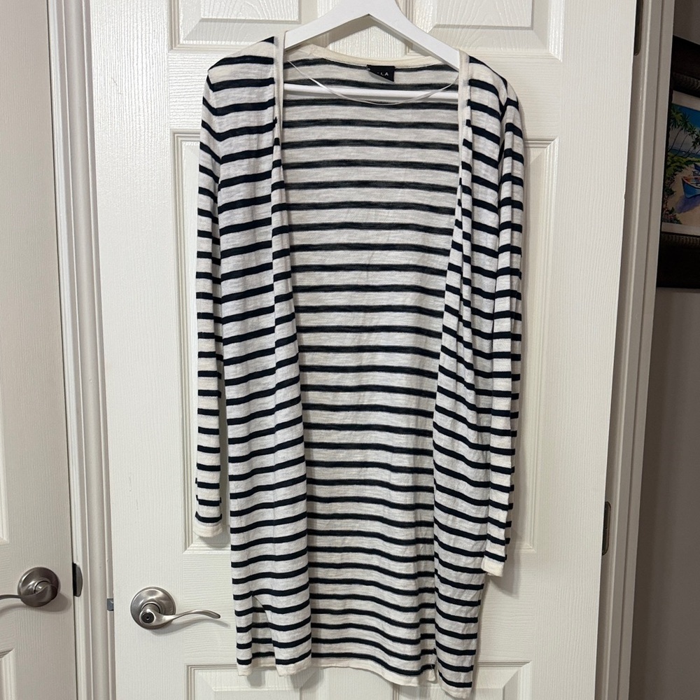 VILA Black and Cream Striped Sweater